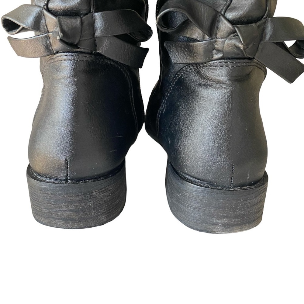 A.X.N.Y. Knee High Boots Bow Back Black Vegan Leather Women Size 7 - Picture 7 of 14